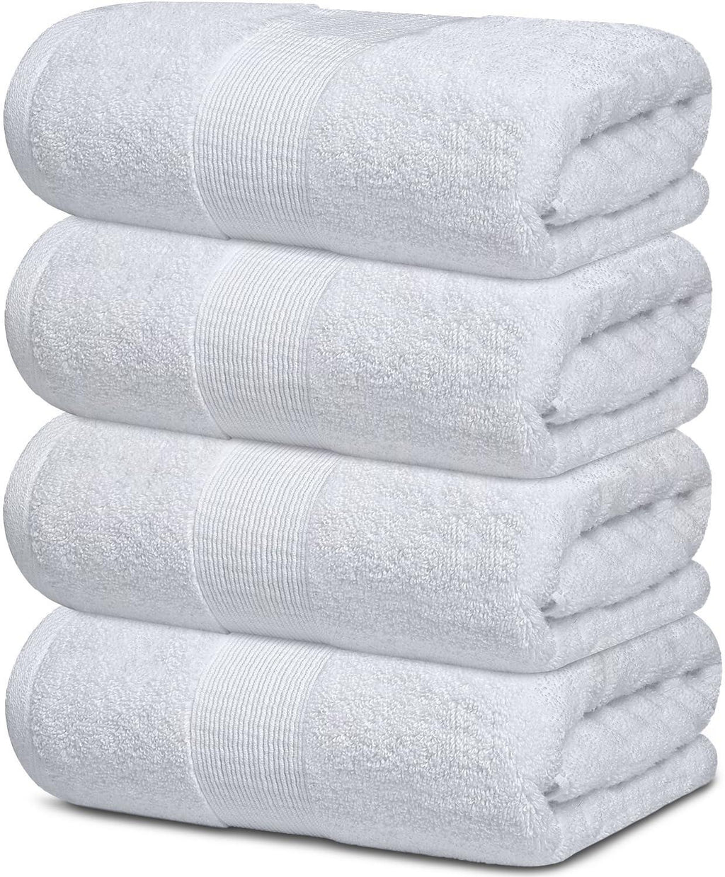 Resort Collection Soft Bath Towels 28x55 in 4 Pack WhiteLuxury Hotel Plush &