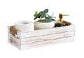 TIMRIS Rustic Wooden Box Farmhouse Bathroom Decor Box Wooden Toilet Paper Holder Toilet Tank Basket Decorative Storage Container Box (Whitewash)