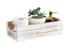 TIMRIS Rustic Wooden Box Farmhouse Bathroom Decor Box Wooden Toilet Paper Holder Toilet Tank Basket Decorative Storage Container Box (Whitewash)